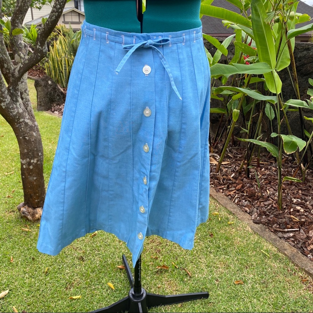 Vintage L.L. Bean Pale Denim Chambray A Line Skirt